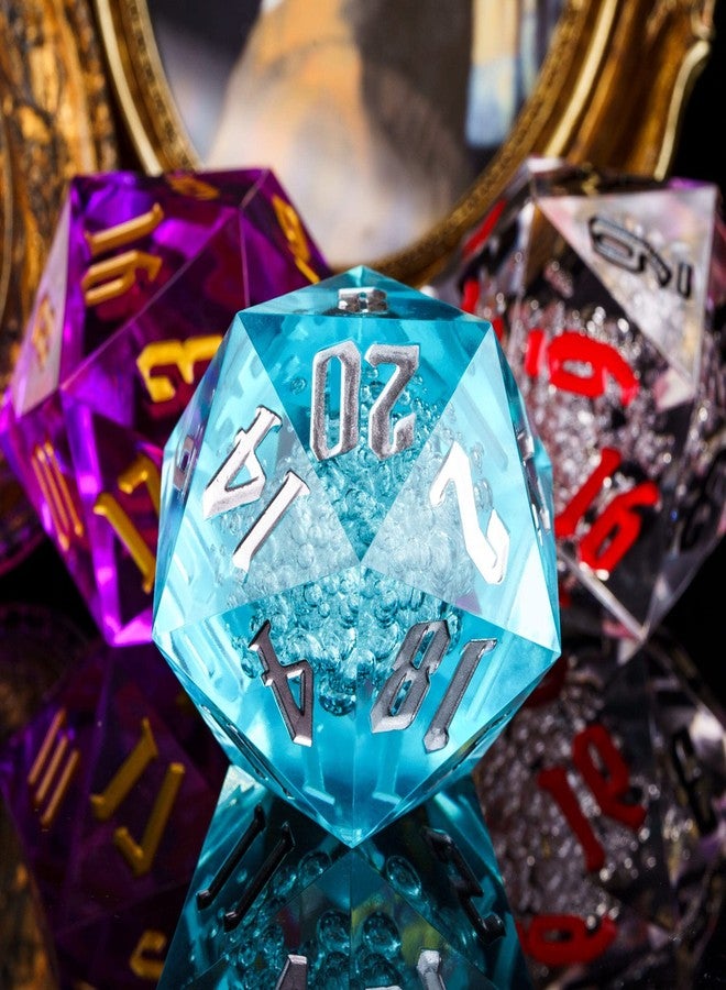 نرد بولودي ذو 20 وجهًا بقطر 55 مم، نرد D20 عملاق متعدد الأوجه D20 كبير الحجم مع علبة هدايا للنرد لألعاب Dungeons and Dragons وألعاب الطاولة RPG (فقاعات زرقاء شفافة) - Image 4